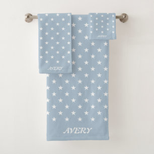 White Star Muster auf Light Wondrous Blue Badhandtuch Set
