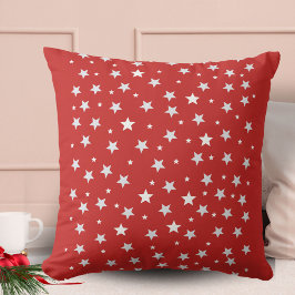 White Star Pattern auf Red Kissen