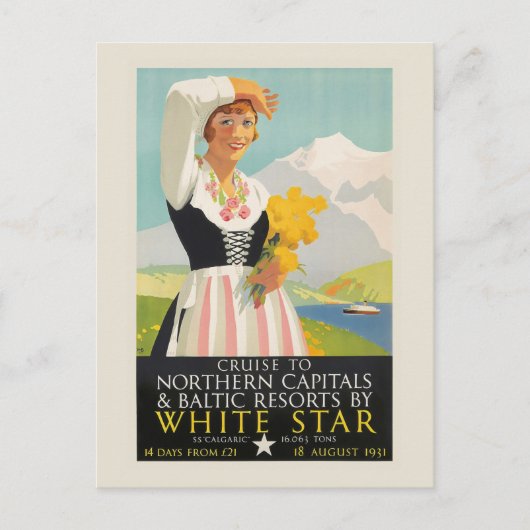 White Star Vintage Poster 1931 Postkarte (Vorderseite)