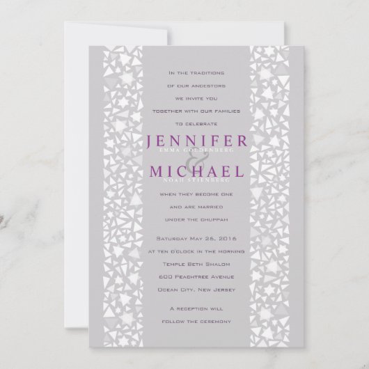 WHITE STAR WALL Jüdische Hochzeitseinladung Einladung (Vorderseite)