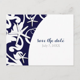White Starfish Blue Beach Hochzeit Save the Date Ankündigungspostkarte