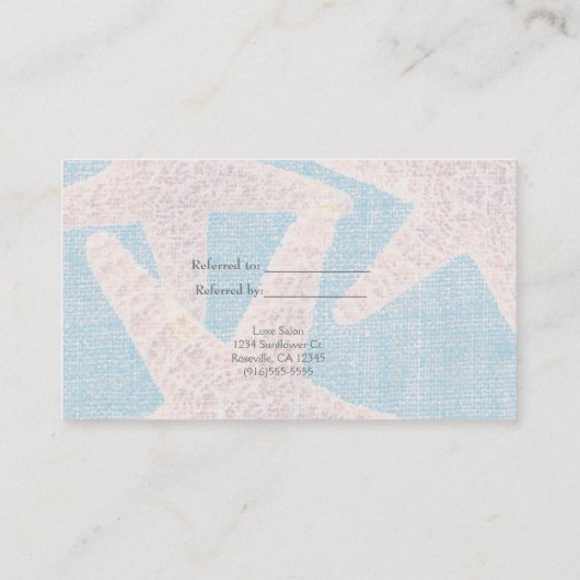 White Starfish & Blue Burlap Beach Refer a Friend Empfehlungskarte (Rückseite)