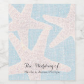 White Starfish & Blue Burlap Beach Weine Labels Weinetikett (Einzelnes Label)