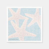 White Starfish & Blue Burlap Eleganter Empfang Serviette (Vorderseite)