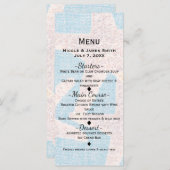 White Starfish & Blue Burlap Elegantes Beach Menü Menükarte (Vorne/Hinten)