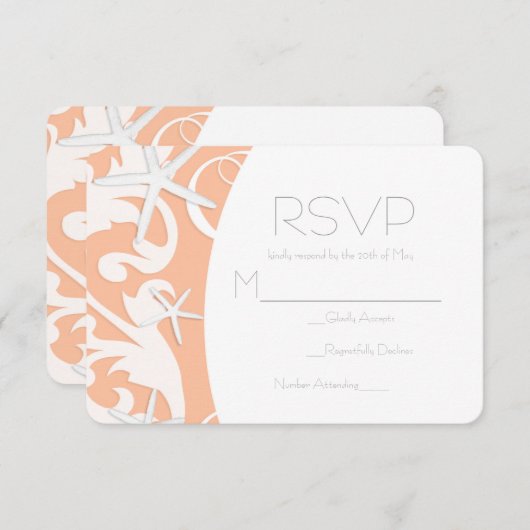 White Starfish Coral Beach Elegantes Hochzeitsstil RSVP Karte (Vorne/Hinten)