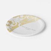 White Starfish Gold Beach Elegante Hochzeit Pappteller (Schrägansicht)