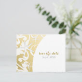 White Starfish Gold Beach Hochzeit Save the Date Ankündigungspostkarte (Stehend Vorderseite)