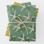 White Starfish Holly Pattern Weihnachten Geschenkpapier Set (Beispiel)