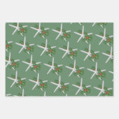 White Starfish Holly Pattern Weihnachten Geschenkpapier Set (Vorderseite)