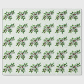 White Starfish in Holly Pattern Pale Pale Green Geschenkpapier (Flach)