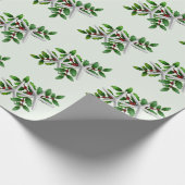 White Starfish in Holly Pattern Pale Pale Green Geschenkpapier (Ecke)