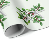 White Starfish in Holly Pattern Pale Pale Green Geschenkpapier (Rolleneckpunkt)