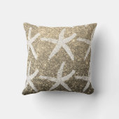 White Starfish Patterns Golden Glitzer Niedlich Be Kissen (Rückseite)