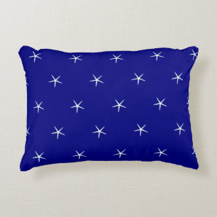 White Starfish Patterns Navy Blue Nautical Gift Dekokissen