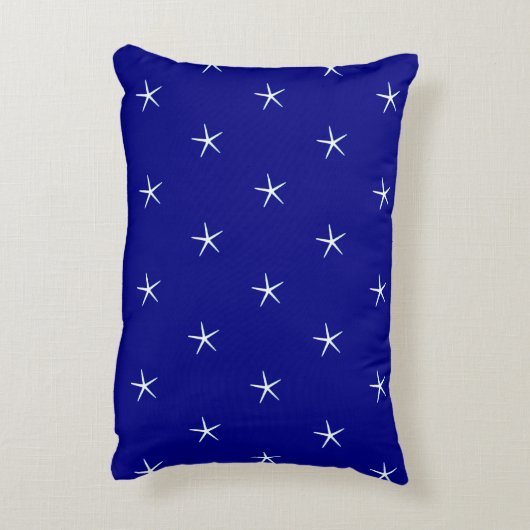 White Starfish Patterns Navy Blue Nautical Gift Dekokissen (Rückseite(Vertikal))