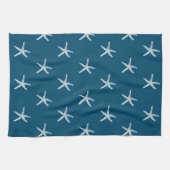 White Starfish Patterns Ocean Blue Custom Niedlich Geschirrtuch (Horizontal)