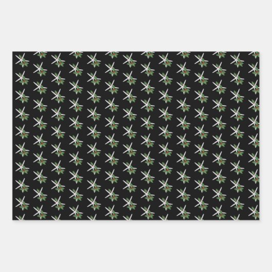 White Starfish Schwarzer Weihnachtswein Geschenkpapier Set (Vorderseite 3)