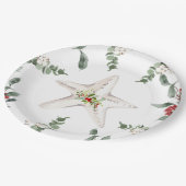 White Starfish Weihnachtsfest Pappteller (Schrägansicht)