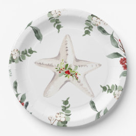 White Starfish Weihnachtsfest Pappteller