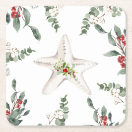 White Starfish Weihnachtsfest Rechteckiger Pappuntersetzer