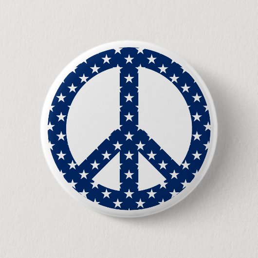 White Stars auf dem Blue Peace Symbol Button (Vorderseite)