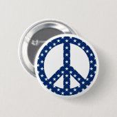 White Stars auf dem Blue Peace Symbol Button (Vorne & Hinten)