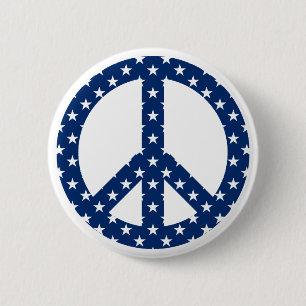 White Stars auf dem Blue Peace Symbol Button