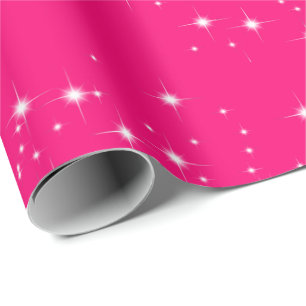 White Stars auf Hot Pink Wrapping Paper Geschenkpapier
