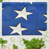 White Stars Blue Background Handtuch (Gefaltet)