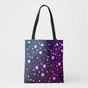 White Stars in Blue Background Designer Tote Bag Tasche