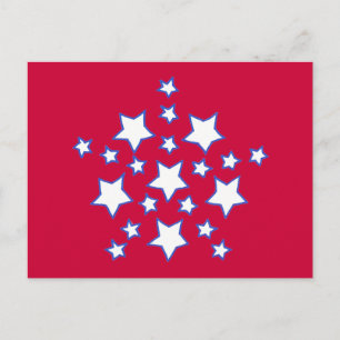 White Stars in Blue on Red Patriotic Postkarte