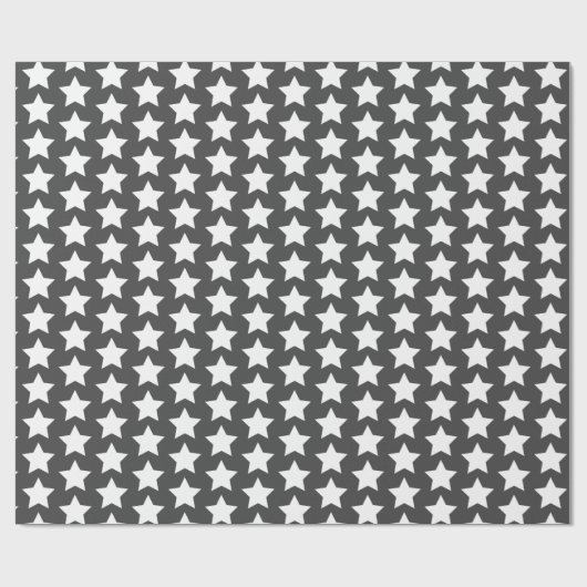 White Stars - Kohle Grau Geschenkpapier (Flach)