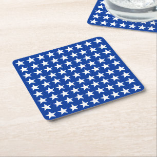 White Stars Muster auf dem Blue American Flag Them Rechteckiger Pappuntersetzer