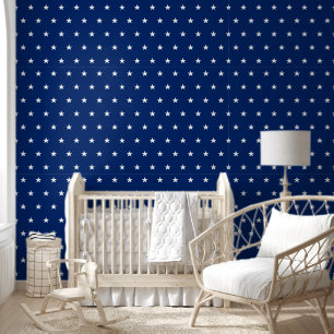 White Stars Navy Blue 4. Juli Zuhause Wall Decor Tapete