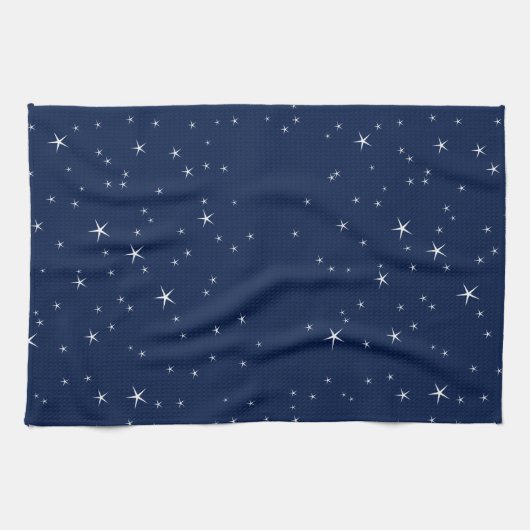 White Stars Navy Blue Background Pattern Handtuch (Horizontal)
