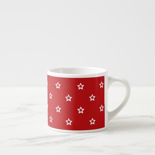 White Stars on Bright Red Pattern Espressotasse (Rechts)