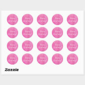 White Stars on Pink Blends Happy Birthday Stickers (Blatt)