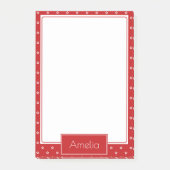 White Stars Pattern on Bright Red Personalised Post-it Klebezettel (Vorderseite)