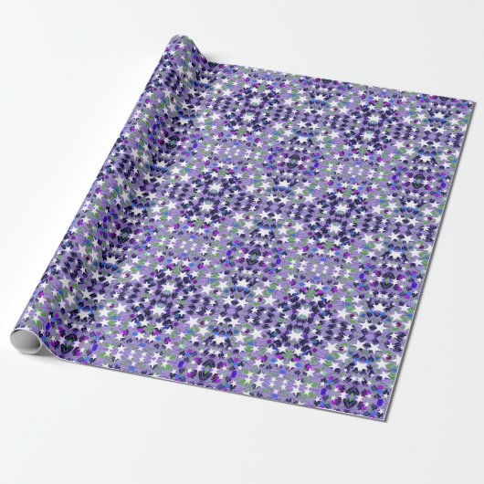 White Stars Purple Bold Modern Fun Event Geschenkpapier (Ungerollt)