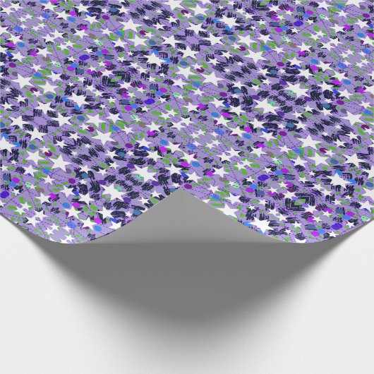 White Stars Purple Bold Modern Fun Event Geschenkpapier (Ecke)