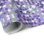 White Stars Purple Bold Modern Fun Event Geschenkpapier (Rolleneckpunkt)