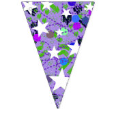 White Stars Purple Mint Green Happy Birthday Fun Wimpelkette (Erste Fahne)