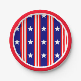 White Stars und Rot und Weiße Streifen vom 4. Juli Pappteller