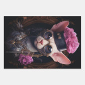 White Steampunk Cats, Roses, Decoupage Geschenkpapier Set (Vorderseite 2)