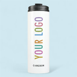 White Steel Drink Tumbler Company Logo 12 oz Thermosbecher