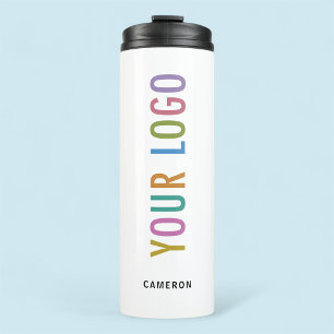 White Steel Thermal Tumbler Company Logo 12 oz Thermosbecher