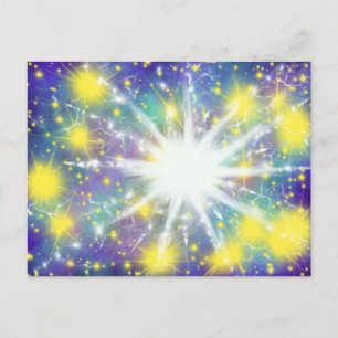 White Sternexplosion & Gold Gloriage Stars Moderne Postkarte
