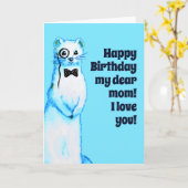 White Stoat Ermine Niedlich Ferret Lover Mama Gebu Karte (Gelbe Blume)