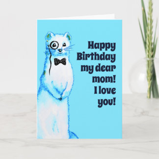White Stoat Ermine Niedlich Ferret Lover Mama Gebu Karte